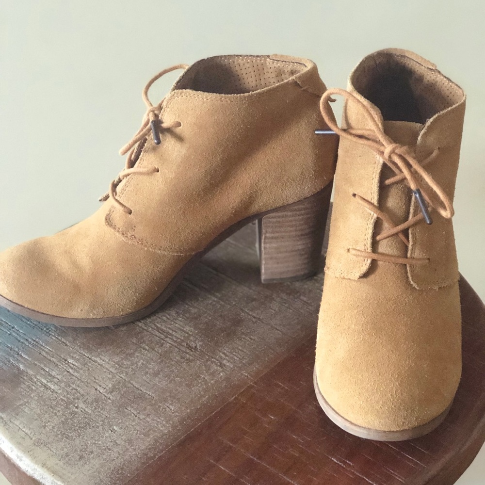 TOMS suede heel booties